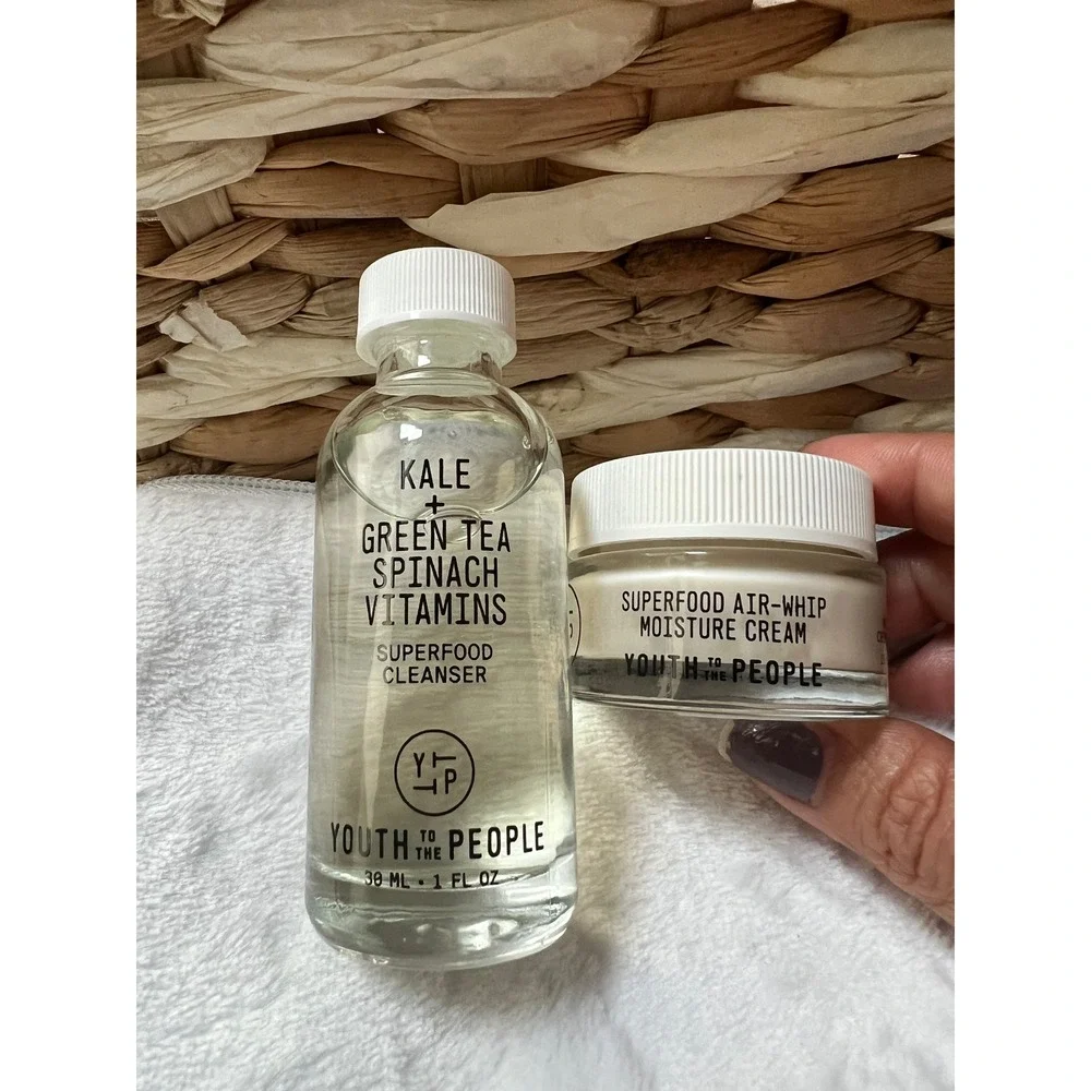 Youth To The People Superfood Cleanser and Moisture Cream Duo with Cloud Pouch